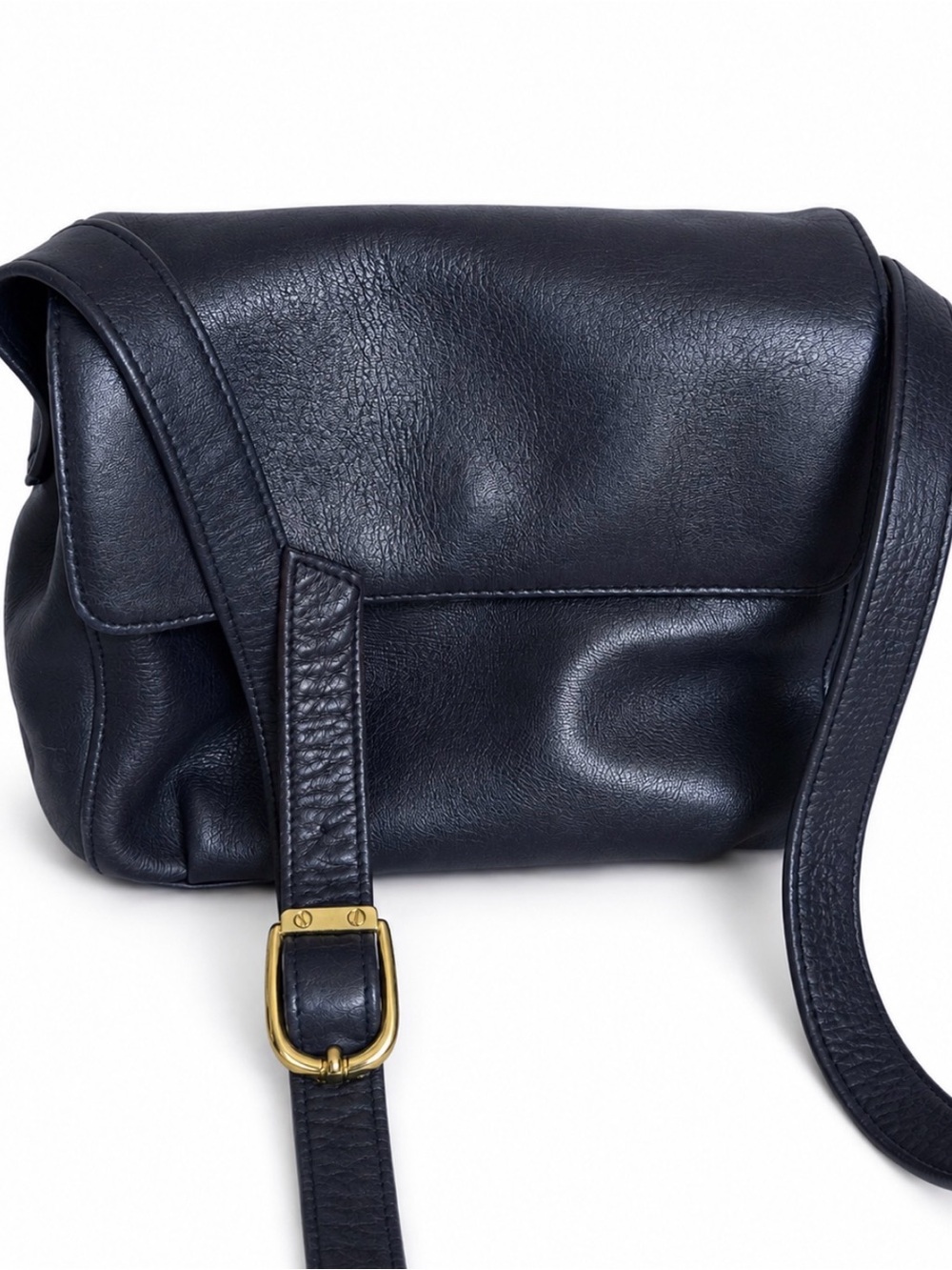 Tiganello Navy Leather Saddle Bag Crossbody